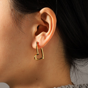 Boucles D'Oreilles Puces Pour Femmes En Acier Inoxydable, Couleur Or, En Forme De Cœur h5 Image5