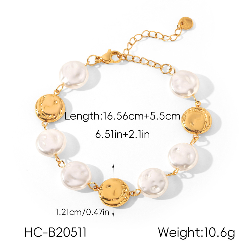 Bracelet Chaîne Pour Femme Simple Daily Circle En Acier Inoxydable Étanche Couleur Or h5Image2
