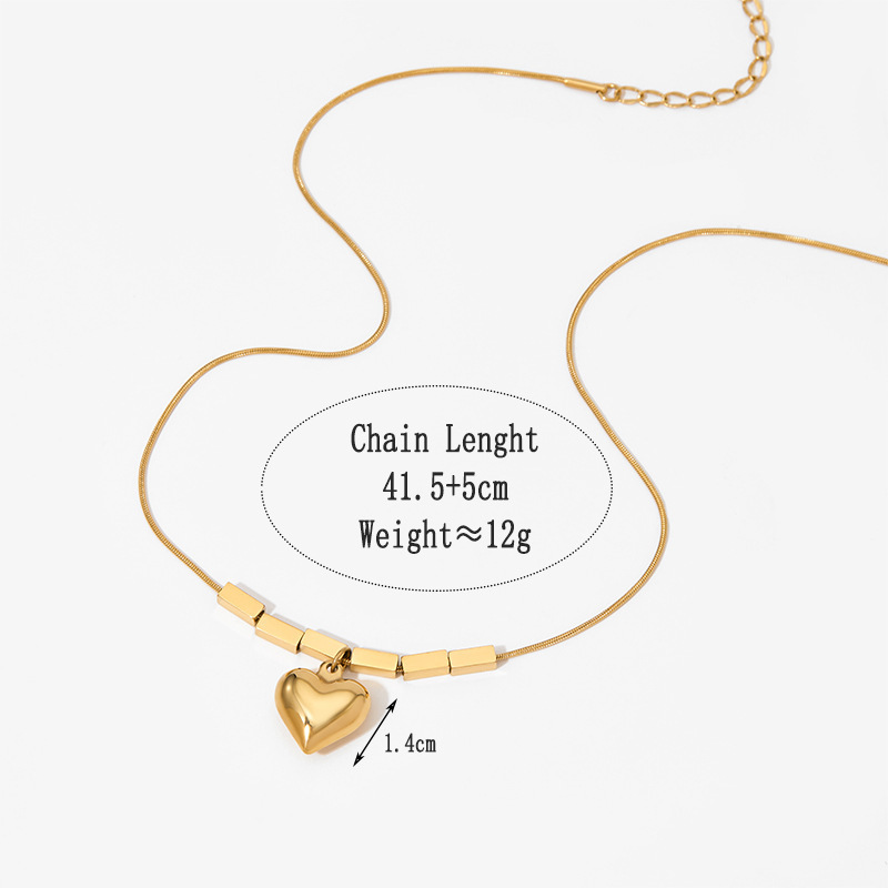 Colliers Pendentifs Pour Femmes En Acier Inoxydable, Couleur Or, Avec Perles En Forme De Cœur Simple 