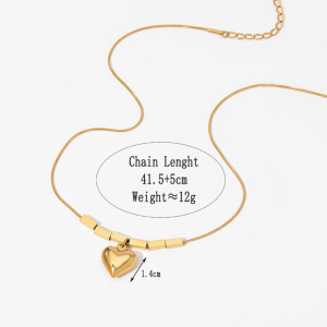 Colliers Pendentifs Pour Femmes En Acier Inoxydable, Couleur Or, Avec Perles En Forme De Cœur Simple h5 