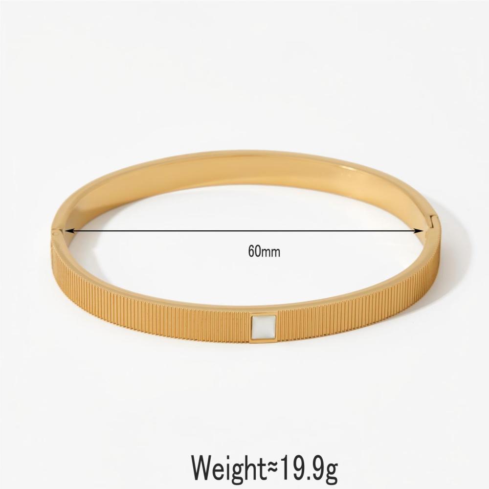 Bracelet Minimaliste Rond En Acier Inoxydable Étanche Couleur Or Pour Femme Image5
