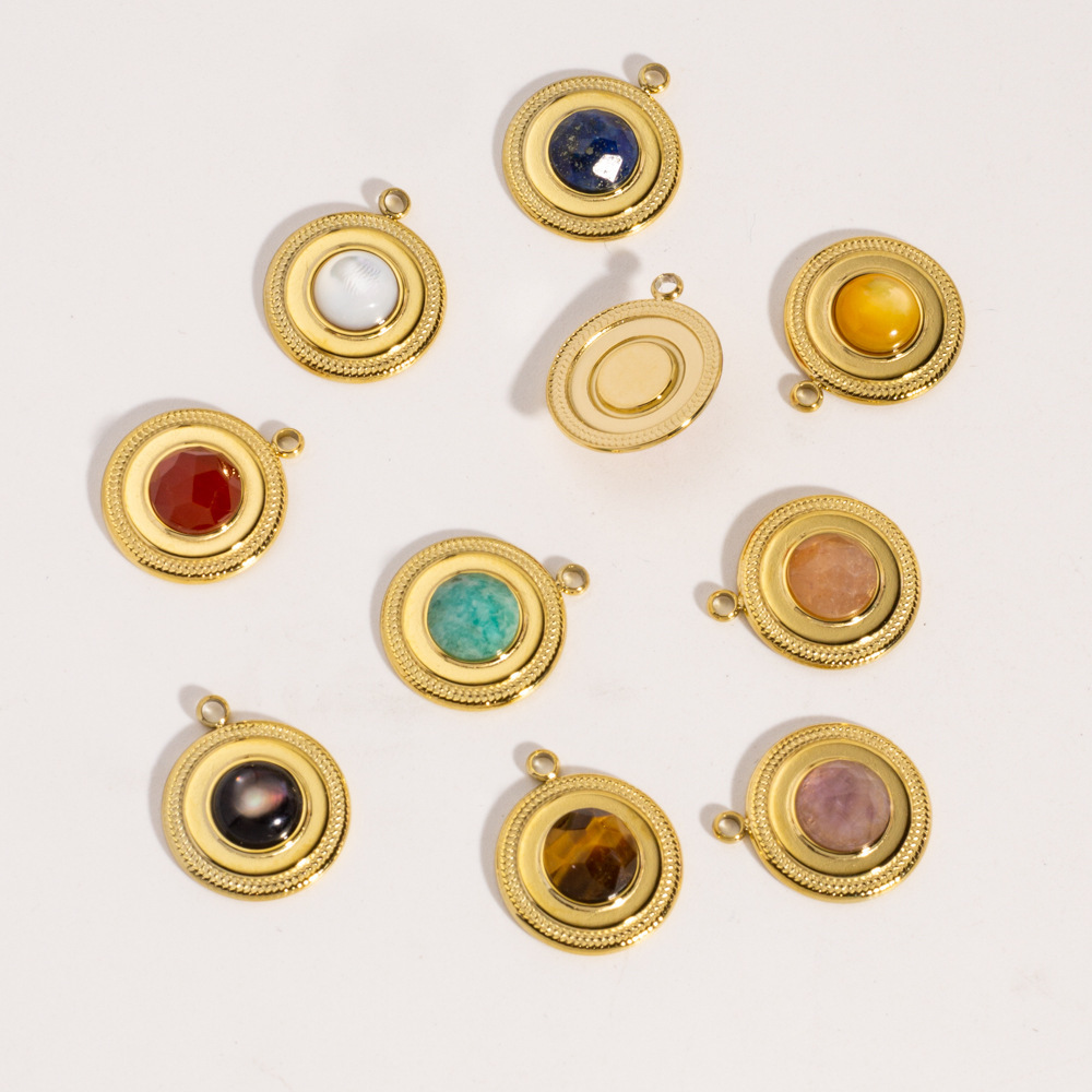 Pendentifs Ronds Simples En Pierres Naturelles Pour Femmes, À Faire Soi-Même h5Image2