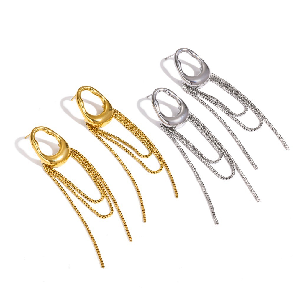 Boucles D'Oreilles Pendantes Pour Femme, En Acier Inoxydable, Couleur Or, En Forme De Pompon Et Étanches. Image3