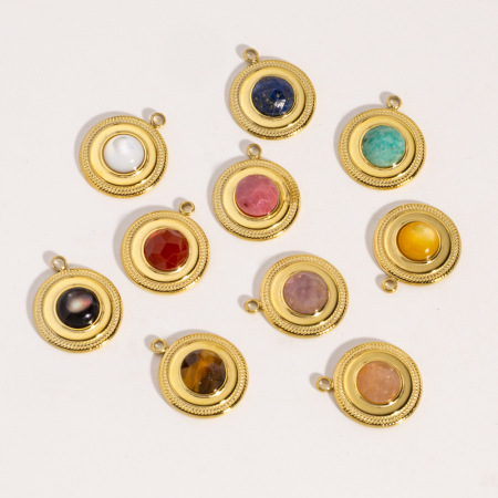 Pendentifs ronds simples en pierres naturelles pour femmes, à faire soi-même