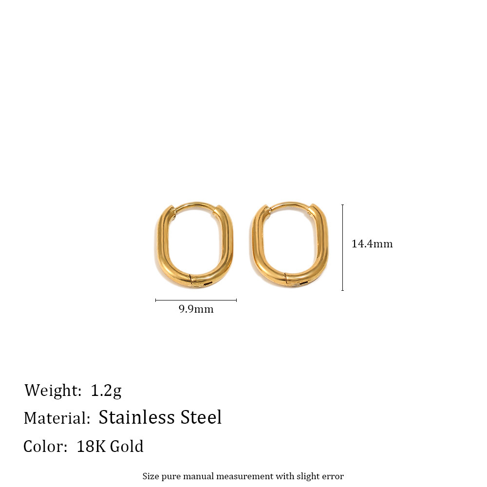 Boucles D'Oreilles Créoles Simples En Acier Inoxydable Étanche Couleur Or Pour Femmes