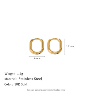 Boucles D'Oreilles Créoles Simples En Acier Inoxydable Étanche Couleur Or Pour Femmes h5