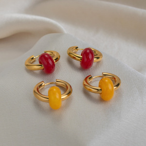 Boucles D'Oreilles Pendantes Pour Femme, Style Rétro Simple, Rondes, En Acier Inoxydable Étanche, Couleur Or. h5 Image3