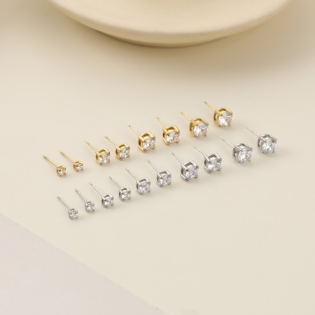 Boucles d'oreilles puces pour femme, style simple et luxueux, en acier inoxydable étanche, couleur or. 2