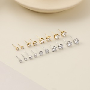 Boucles D'Oreilles Puces Pour Femme, Style Simple Et Luxueux, En Acier Inoxydable Étanche, Couleur Or. h5 Image2