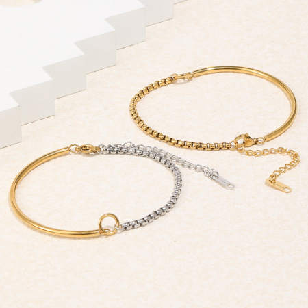 Bracelets à maillons simples en acier inoxydable étanche, couleurs assorties, pour femmes