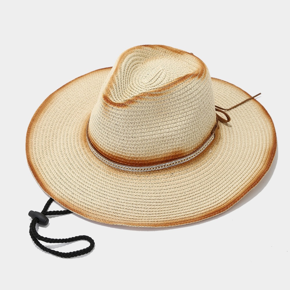 Chapeaux De Paille Pour Femmes, Couleurs Assorties, Motif Cristal De Vacances Image3