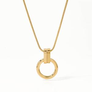 Colliers Pendentifs Unisexes Minimalistes Ronds En Acier Inoxydable Étanche Couleur Or h5 