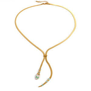 Colliers De Perles Pour Femmes En Acier Inoxydable Imperméable Avec Zircon Et Motif Animal Rétro De La Série Luxueuse h5 Image5