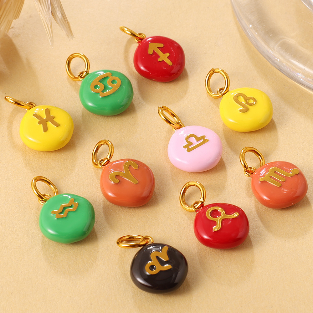 Pendentifs Diy Étanches En Acier Inoxydable Représentant Les Douze Signes Du Zodiaque h5Image3