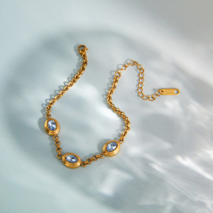 Bracelets De Perles Luxueux Et Simples Pour Femmes, En Acier Inoxydable Étanche, Couleur Or, Ornés De Zircon. h5 Image3