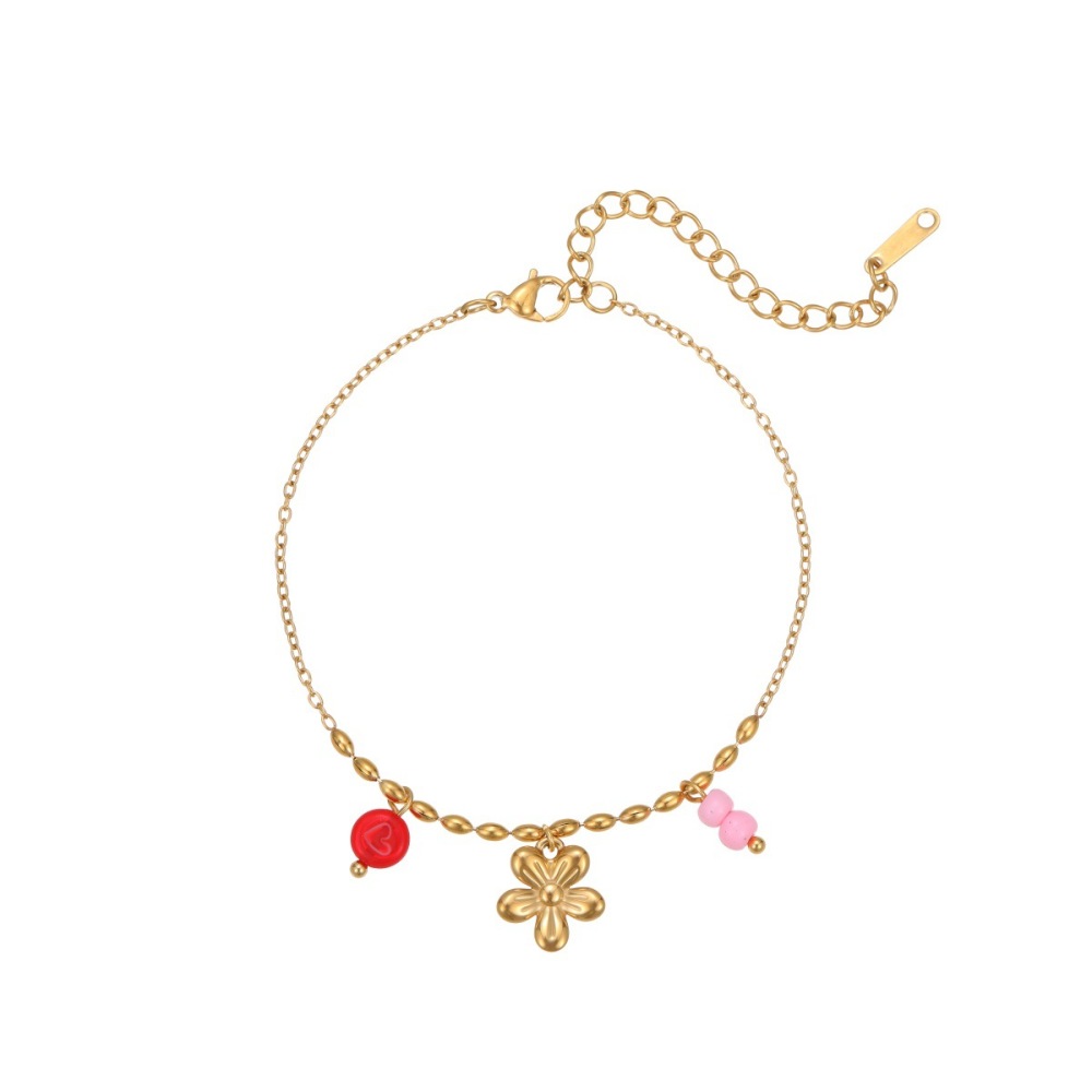 Bracelet À Maillons Pour Femme Sweet Series Flower Plant En Acier Inoxydable Étanche Couleur Or Image5