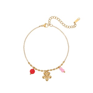 Bracelet À Maillons Pour Femme Sweet Series Flower Plant En Acier Inoxydable Étanche Couleur Or h5 Image5