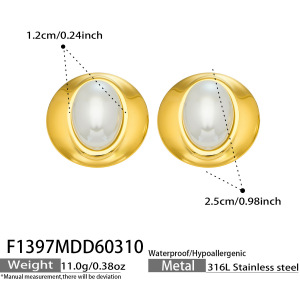 Boucles D'Oreilles Puces Simples En Acier Inoxydable Étanche Couleur Or Avec Perles Pour Femmes h5