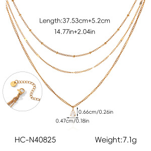 Colliers Superposés Pour Femmes, En Acier Inoxydable Imperméable, Couleur Or, Avec Zircon, Pour Un Usage Quotidien. h5 Image2