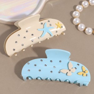 Griffes À Cheveux Pour Femmes En Acétate, Motif Tortue Et Étoile De Mer, Collection Romantique h5 Image2