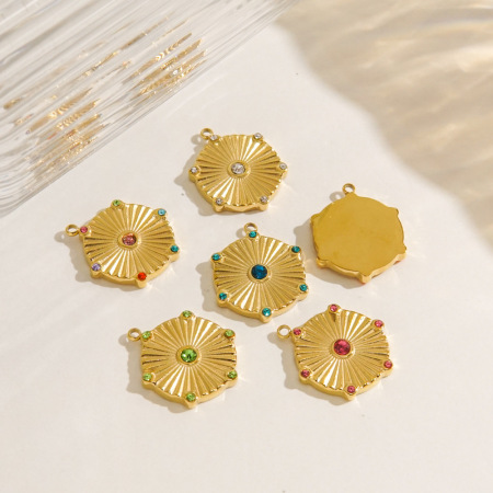 Pendentifs pour femmes en acier inoxydable, couleur or, forme géométrique, à faire soi-même, série classique 2
