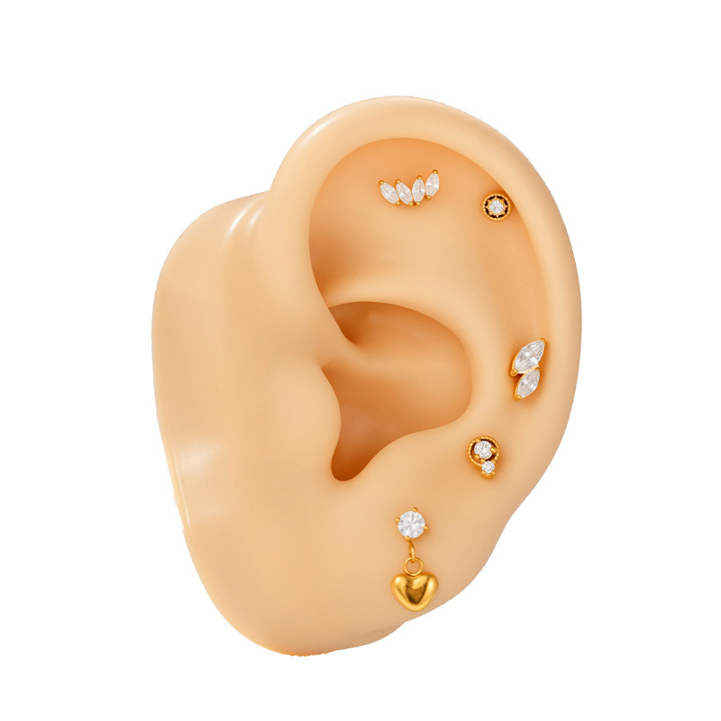 Boucles D'Oreilles Papillon En Acier Inoxydable Étanche Couleur Or Avec Zircon Pour Piercing Femme h5Image7