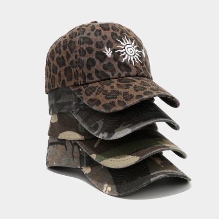 Casquette de baseball femme décontractée en tissu imprimé léopard brodé soleil 2