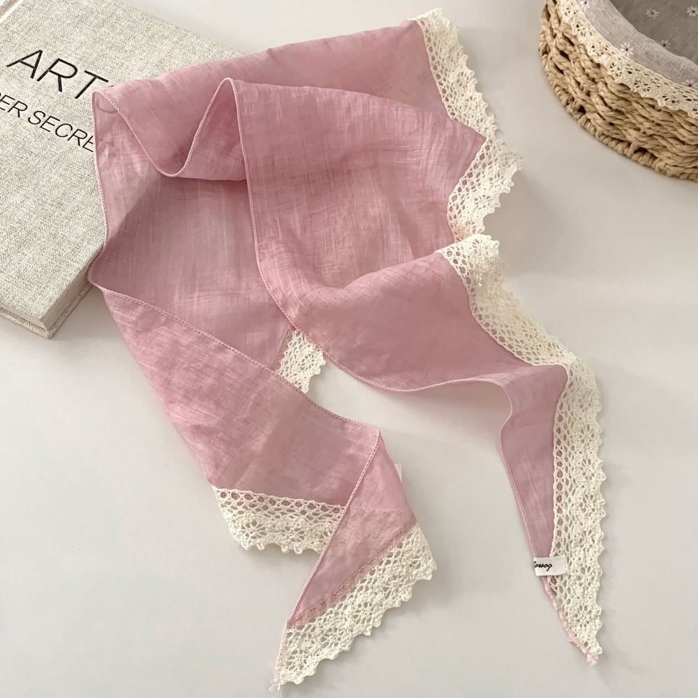 Écharpes D'Été Pour Femmes, Collection Romantique, Couleur Unie Douce, Patchwork De Dentelle 