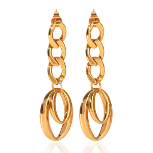 Boucles D'Oreilles Pendantes Pour Femmes Simple Series Daily Circle En Acier Inoxydable Étanche Couleur Or h5 
