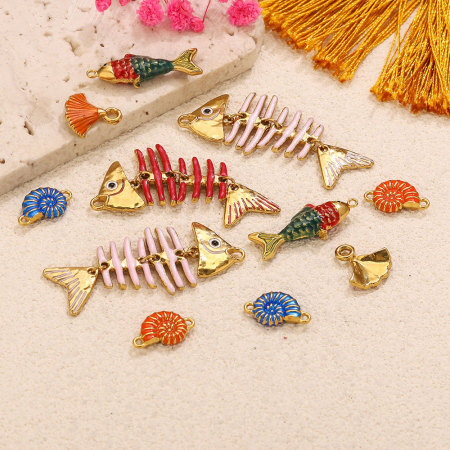 Pendentifs pour femmes de la série Luxueuse DIY Coquillage en acier inoxydable étanche couleur or