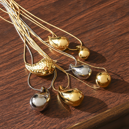 Colliers pendentifs pour femmes en forme de cœur goutte simple, en acier inoxydable étanche, couleur or