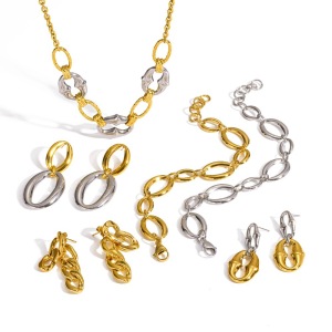 Boucles D'Oreilles Pour Femmes En Acier Inoxydable Imperméable De Forme Elliptique, Couleur Or h5 Image3