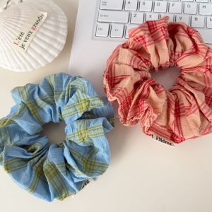 Chouchous Pour Femmes En Tissu À Carreaux Doux Multicolores De La Série Romantique h5 Image4