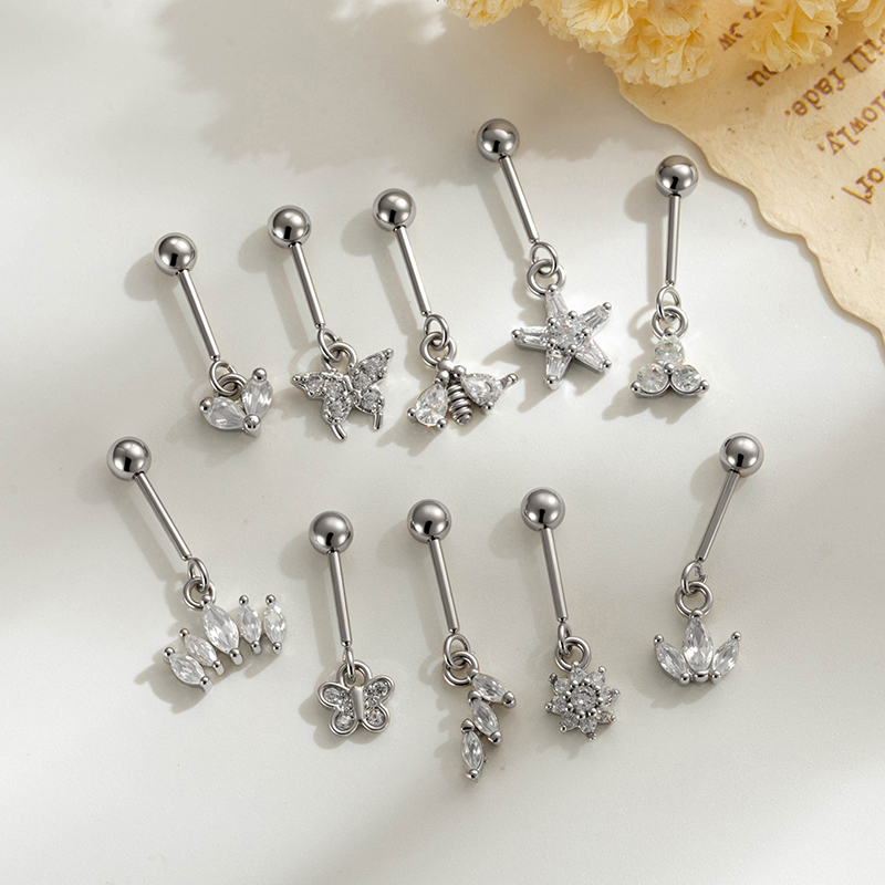 Boucles D'Oreilles Papillon Simples En Cuivre Doré Avec Zircon Pour Piercing Femme Image6