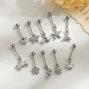 Boucles D'Oreilles Papillon Simples En Cuivre Doré Avec Zircon Pour Piercing Femme h5 Image6