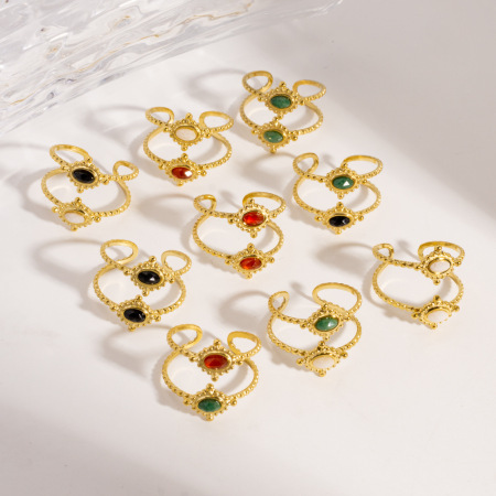 Bagues pour femmes en pierres naturelles couleur or, collection Simple Sweet Circle