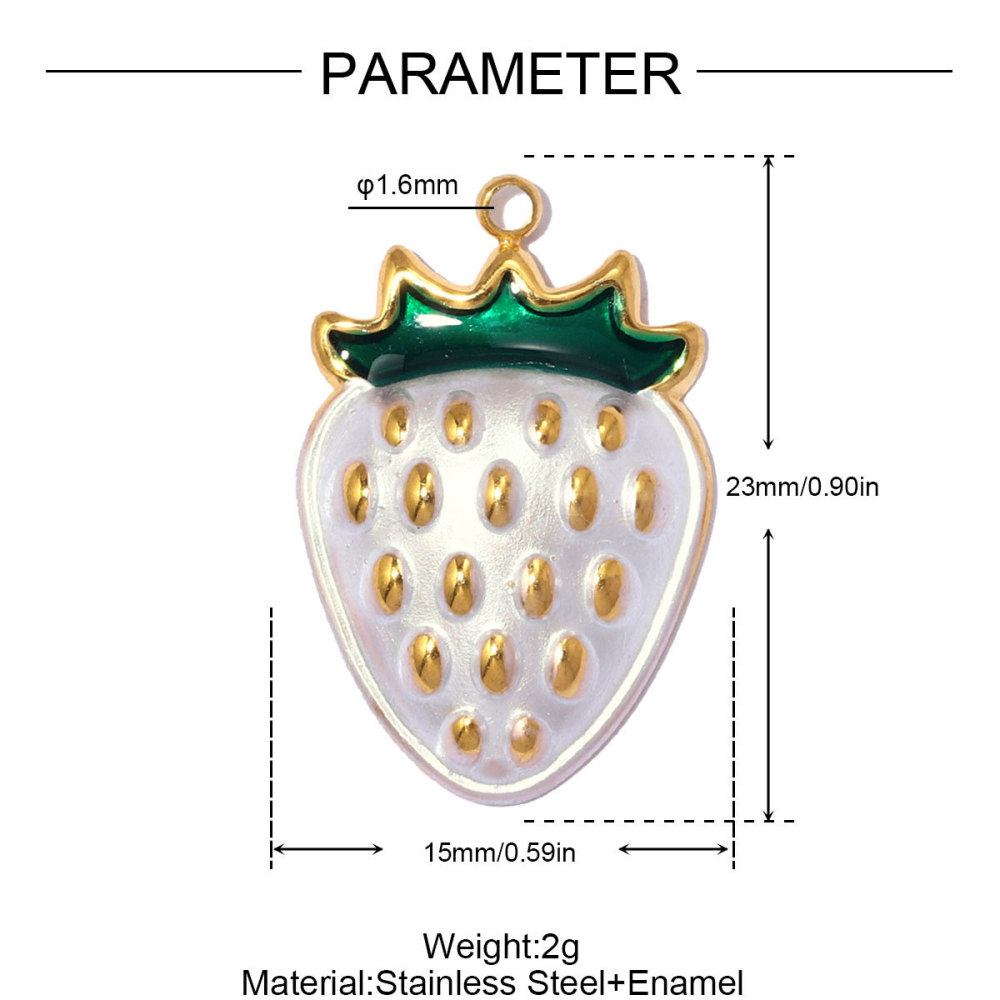 Pendentif Romantique En Forme De Cœur, De Fraise Et De Fer À Cheval, En Acier Inoxydable Étanche Couleur Or, À Faire Soi-Même