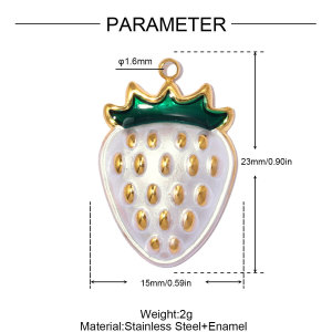 Pendentif Romantique En Forme De Cœur, De Fraise Et De Fer À Cheval, En Acier Inoxydable Étanche Couleur Or, À Faire Soi-Même h5