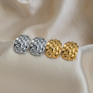 Boucles D'Oreilles Puces Pour Femmes Simple Series Daily Square En Acier Inoxydable Étanche Couleur Or h5 Image3