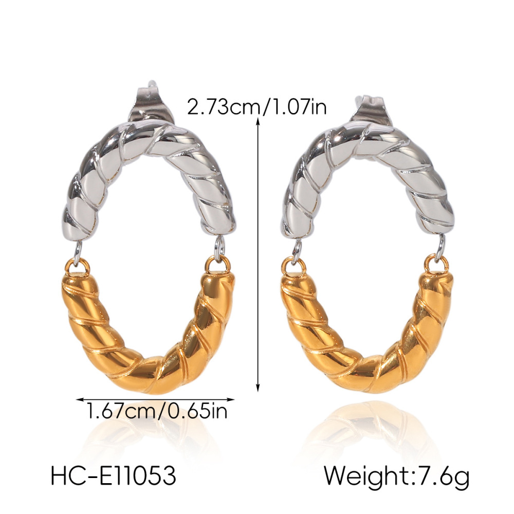 Boucles D'Oreilles Pendantes Rondes Pour Femmes, En Acier Inoxydable Étanche, De Couleurs Assorties Image2