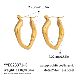 Boucles D'Oreilles Créoles Minimalistes Irrégulières En Acier Inoxydable Imperméable Couleur Or Pour Femmes h5 