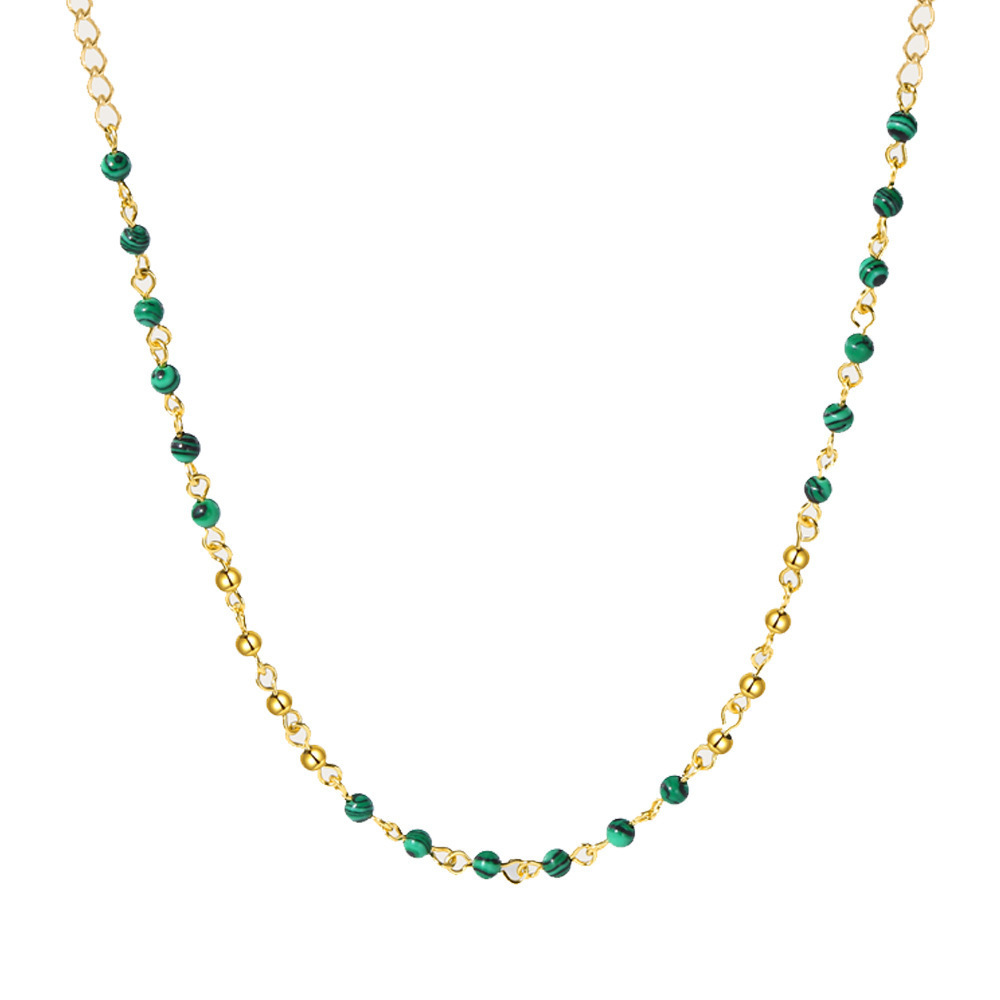 Colliers Pendentifs Rétro Rectangulaires En Acier Inoxydable, Couleur Or, Avec Pierre Naturelle Pour Femmes