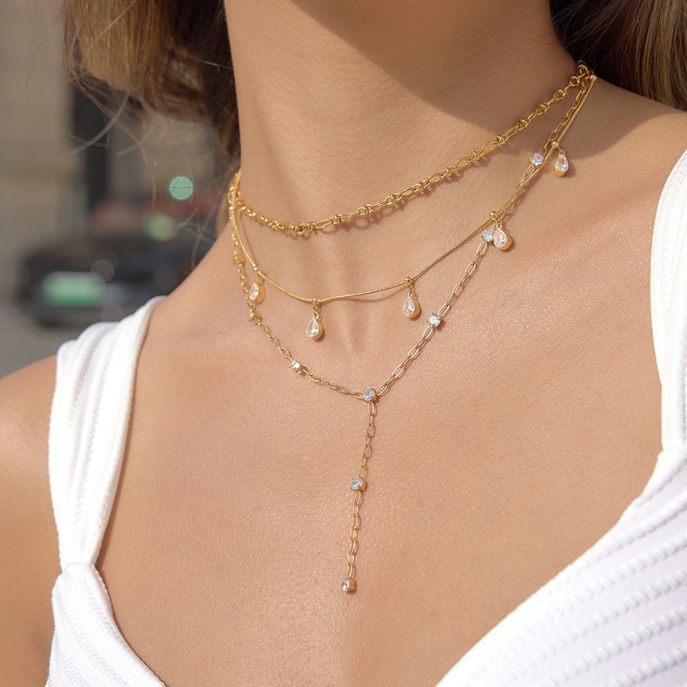Colliers Pendentifs Pour Femmes En Acier Inoxydable Étanche, En Forme De Goutte Simple En Forme De Y Image3