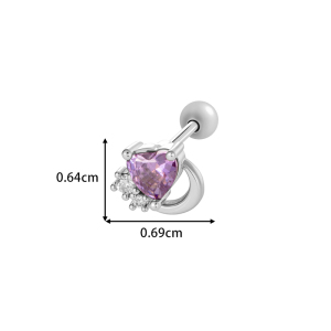 Boucles D'Oreilles Piercing Femme, Motif Fleur, Cœur Et Fruit, Couleur Cuivre Doré Et Zircon. h5 Image2