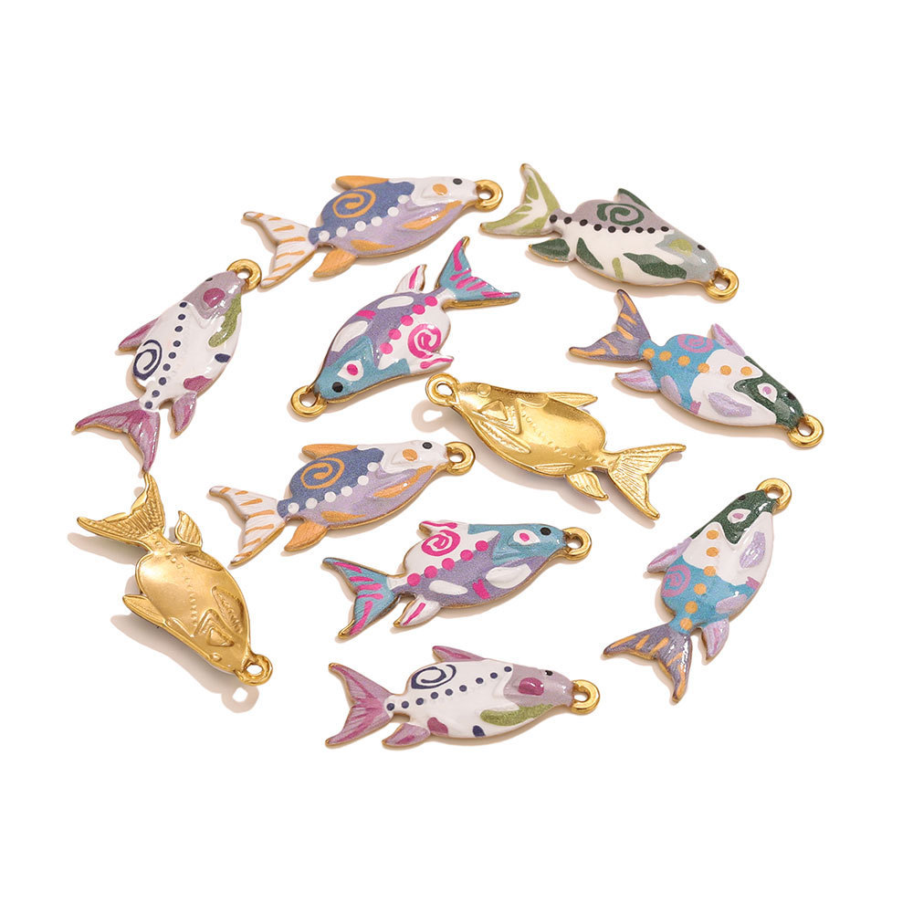 Pendentifs Pour Femmes En Acier Inoxydable, Couleur Or, Motif Poisson, À Faire Soi-Même (Série Simple) h5Image4