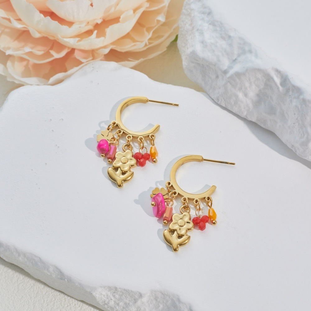 Ensembles De Bijoux Pour Femmes Simple Series Daily Flower En Acier Inoxydable Étanche Couleur Or Image3