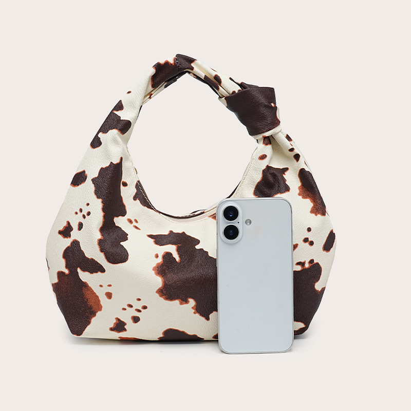 Sacoche De Bras Pour Femme En Pu Imprimé Motif Vache Style Streetwear Image3
