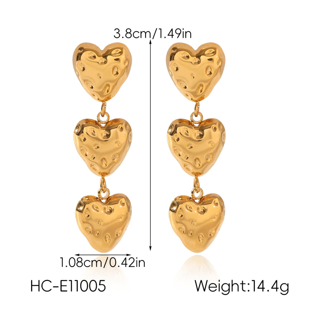 Boucles D'Oreilles Puces Pour Femmes En Acier Inoxydable, Couleur Or, En Forme De Cœur Image2