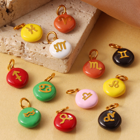 Pendentifs DIY étanches en acier inoxydable représentant les douze signes du zodiaque