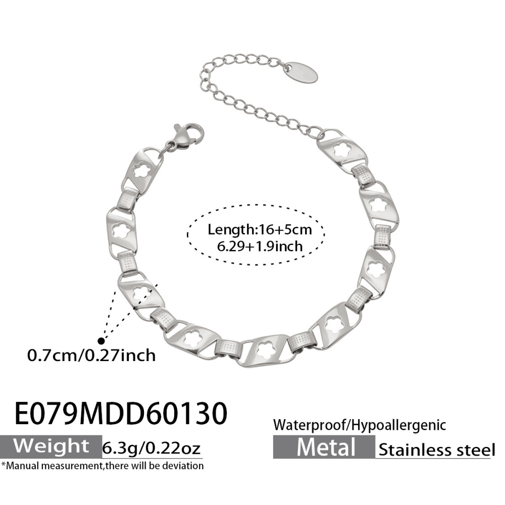 Bracelets À Maillons Pour Femmes En Acier Inoxydable Doré Ajouré Avec Motif Floral